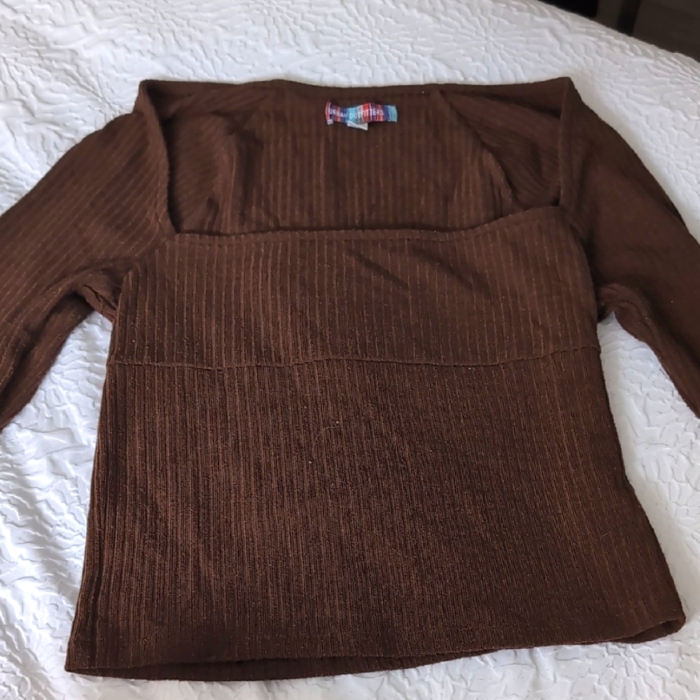 Urban Outfitters Brown Off-the-Shoulder Sweater